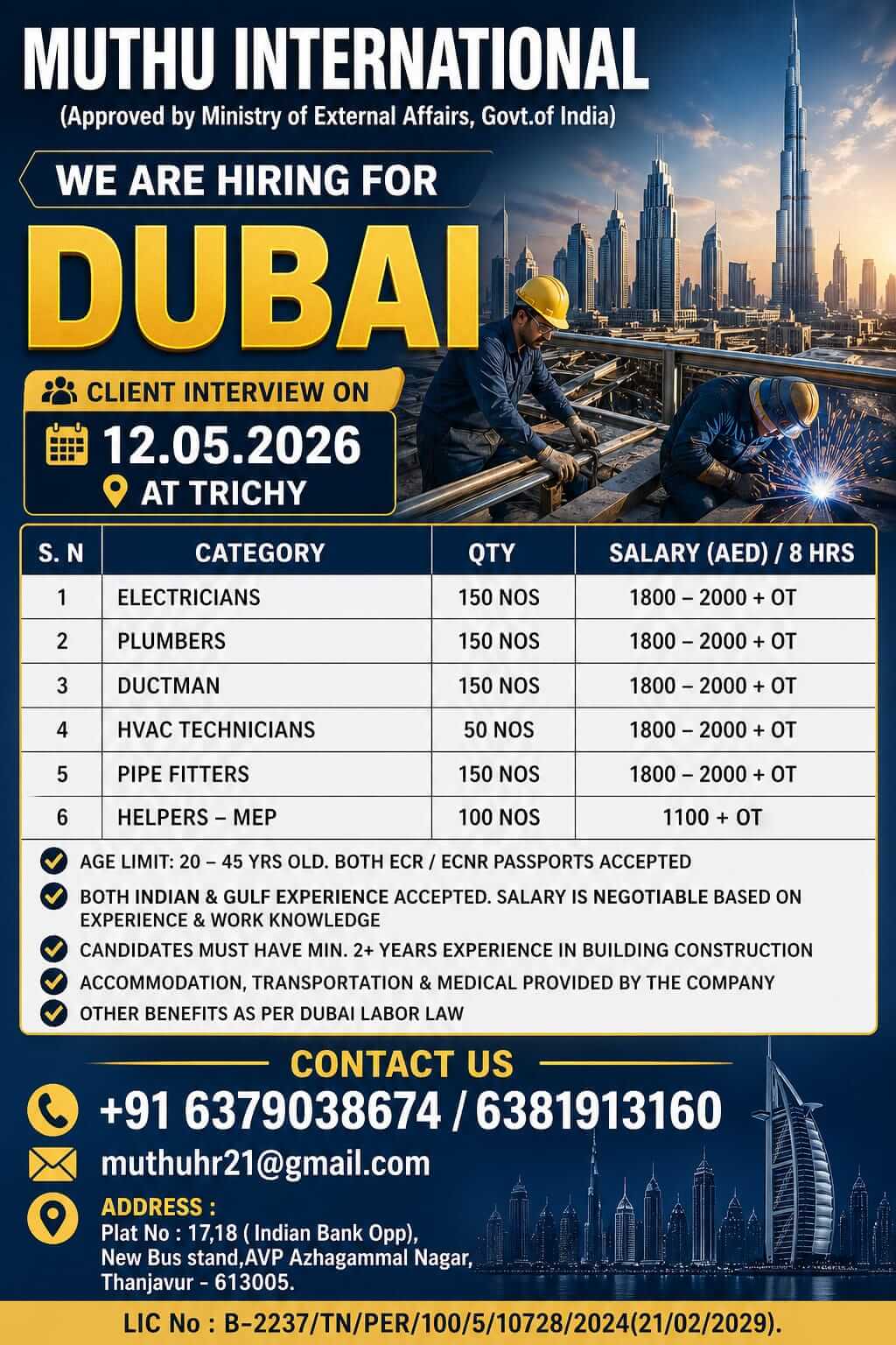 WANTED FOR DUBAI