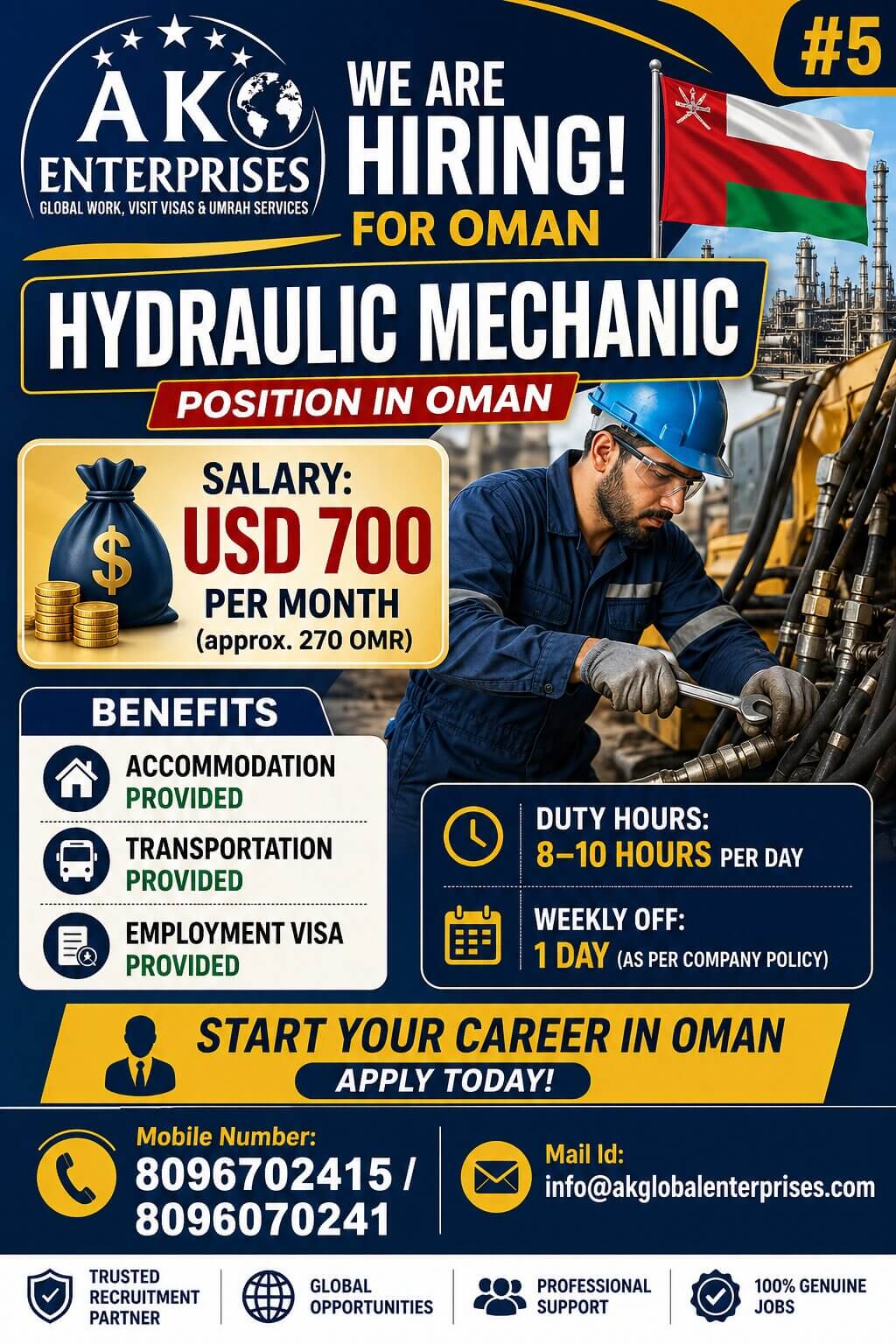 Urgently Hiring for Oman- Hydraulic Mechanic