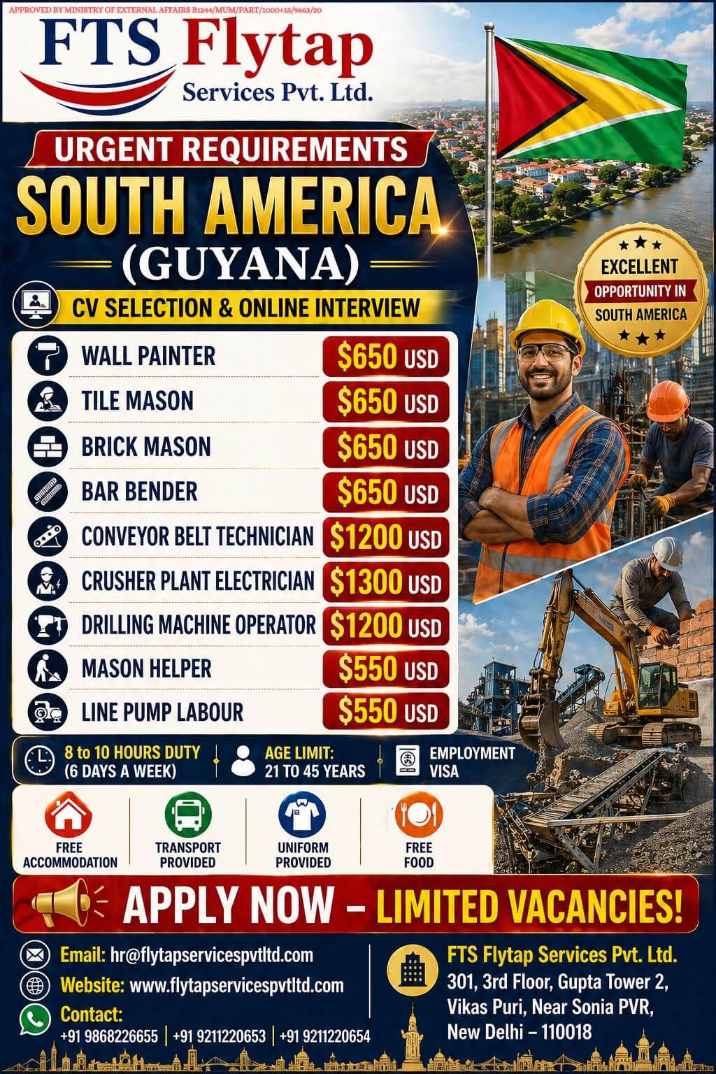 Urgent Hiring for South America (Guyana)