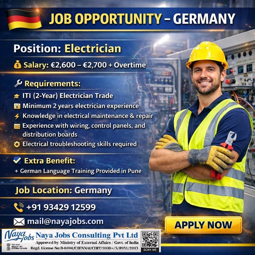URGENT HIRING – ELECTRICIAN (GERMANY) ??