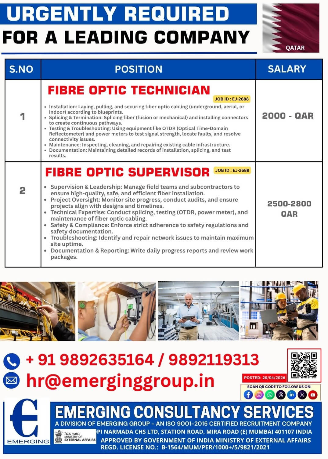 URGENT REQUIRED FOR TELECOM COMPANY - QATAR