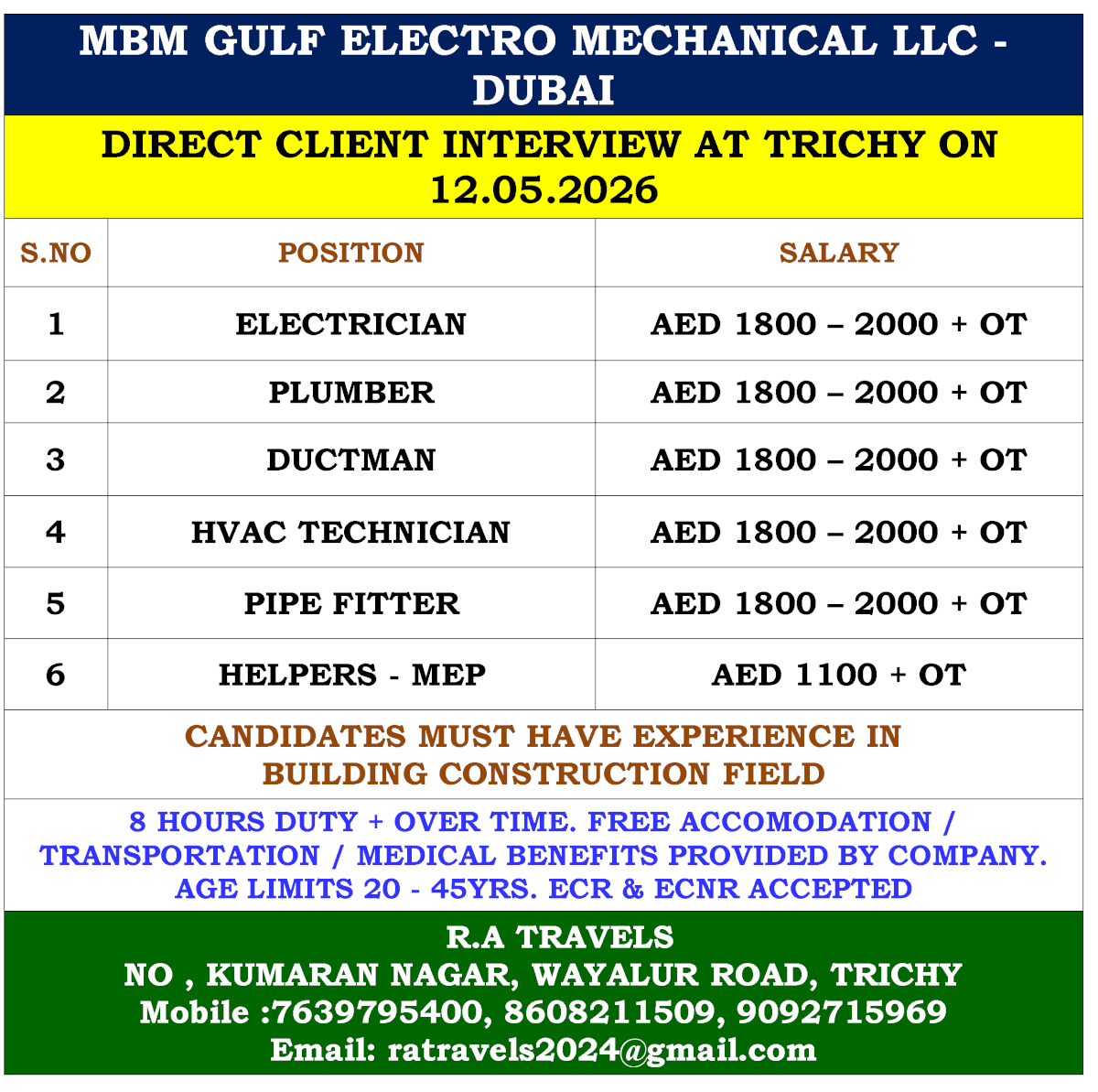 MBM GULF ELECTRO MECHANICAL LLC - DUBAI