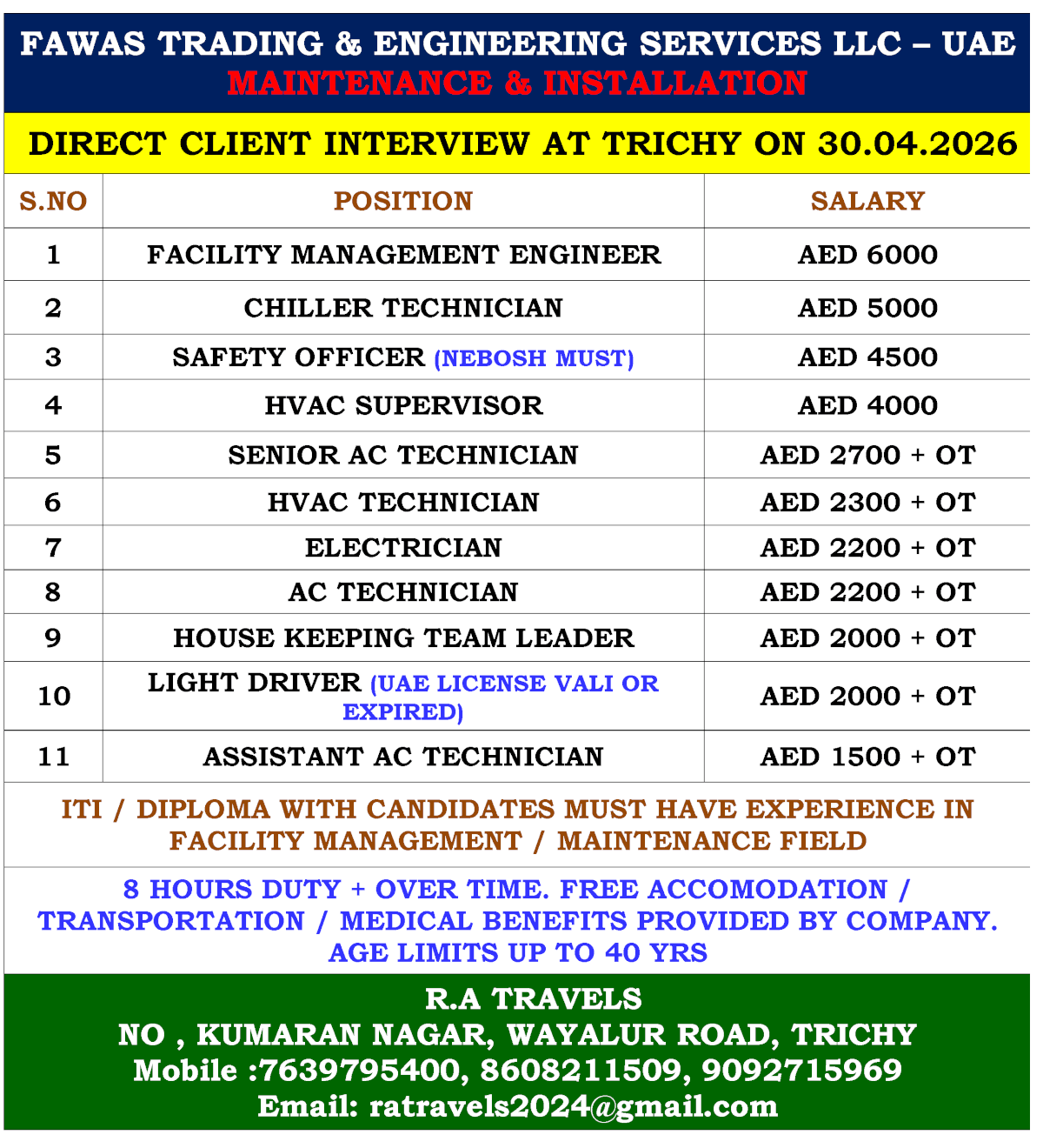 FAWAS TRADING & ENGINEERING SERVICES LLC – UAE MAINTENANCE & INSTALLATION