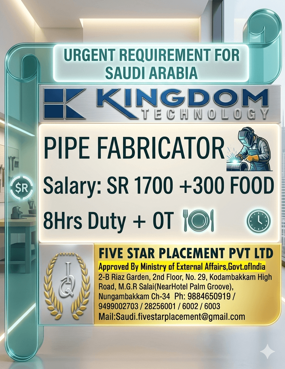 URGENT REQUIREMENT FOR SAUDI ARABIA