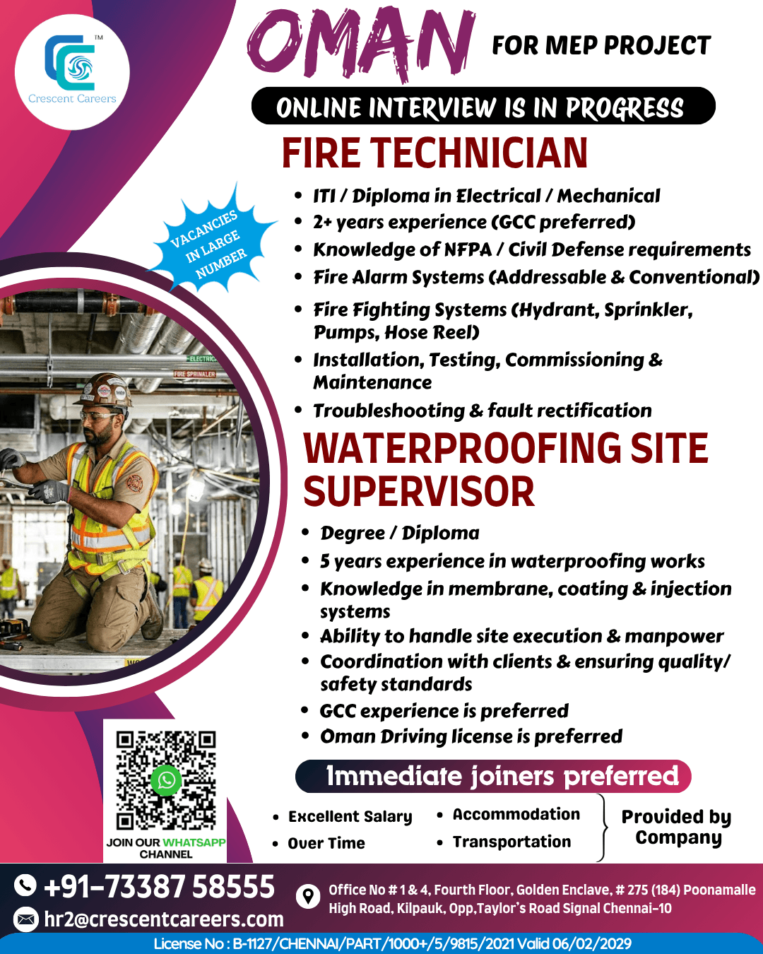 FIRE TECHNICIAN / WATERPROOFING SITE SUPERVISOR