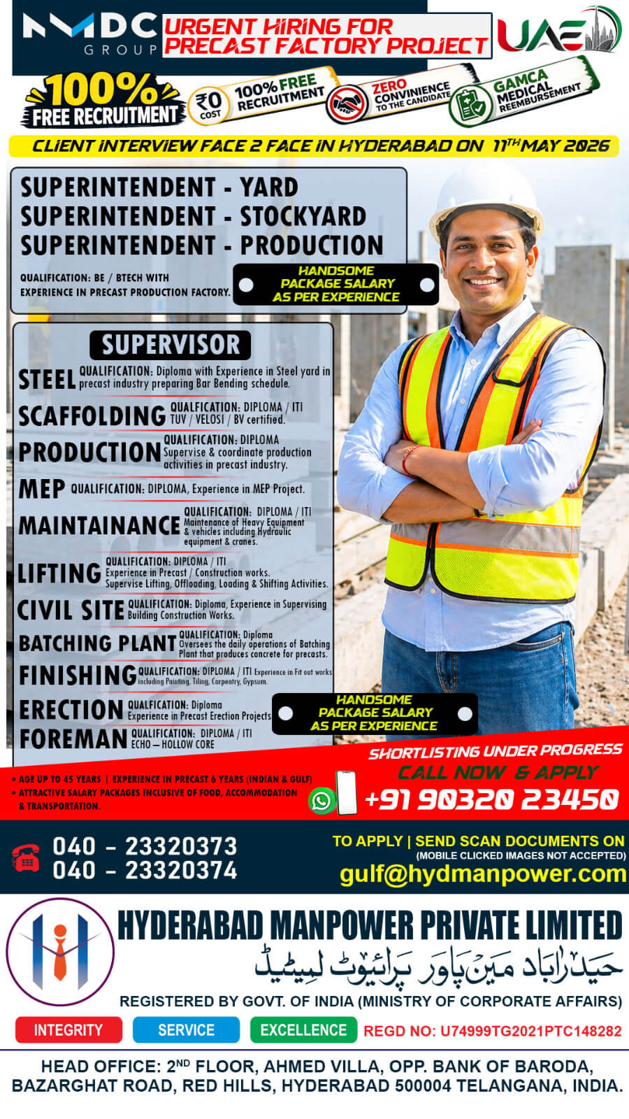 Urgent Hiring for Precast Factory Project - UAE