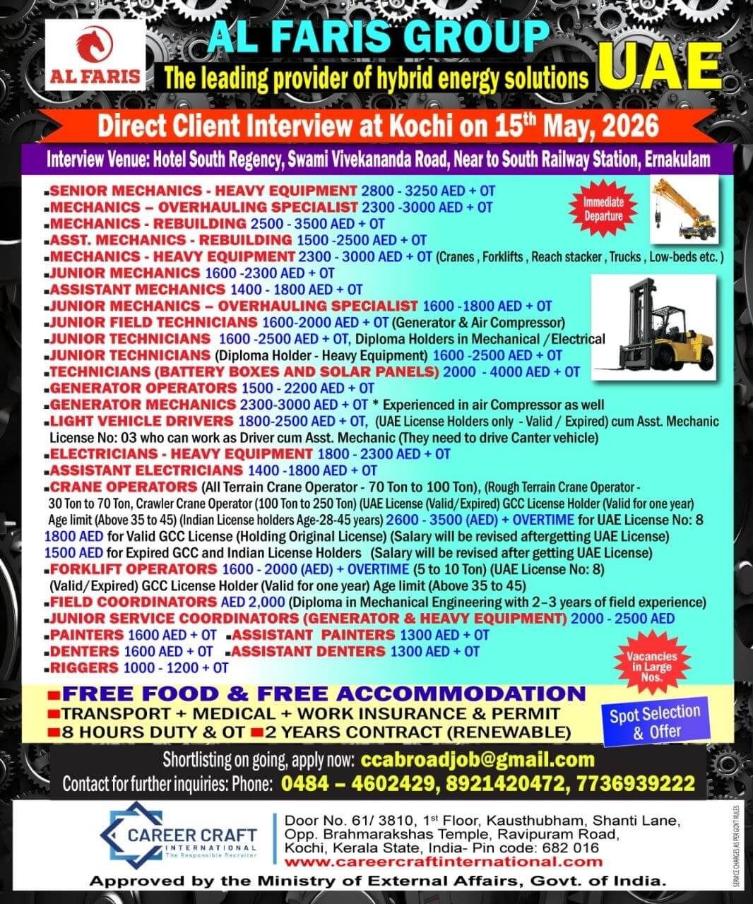 Client Interview at Kochi on 15th May, 2026 for Al Faris Group, Abu Dhabi -