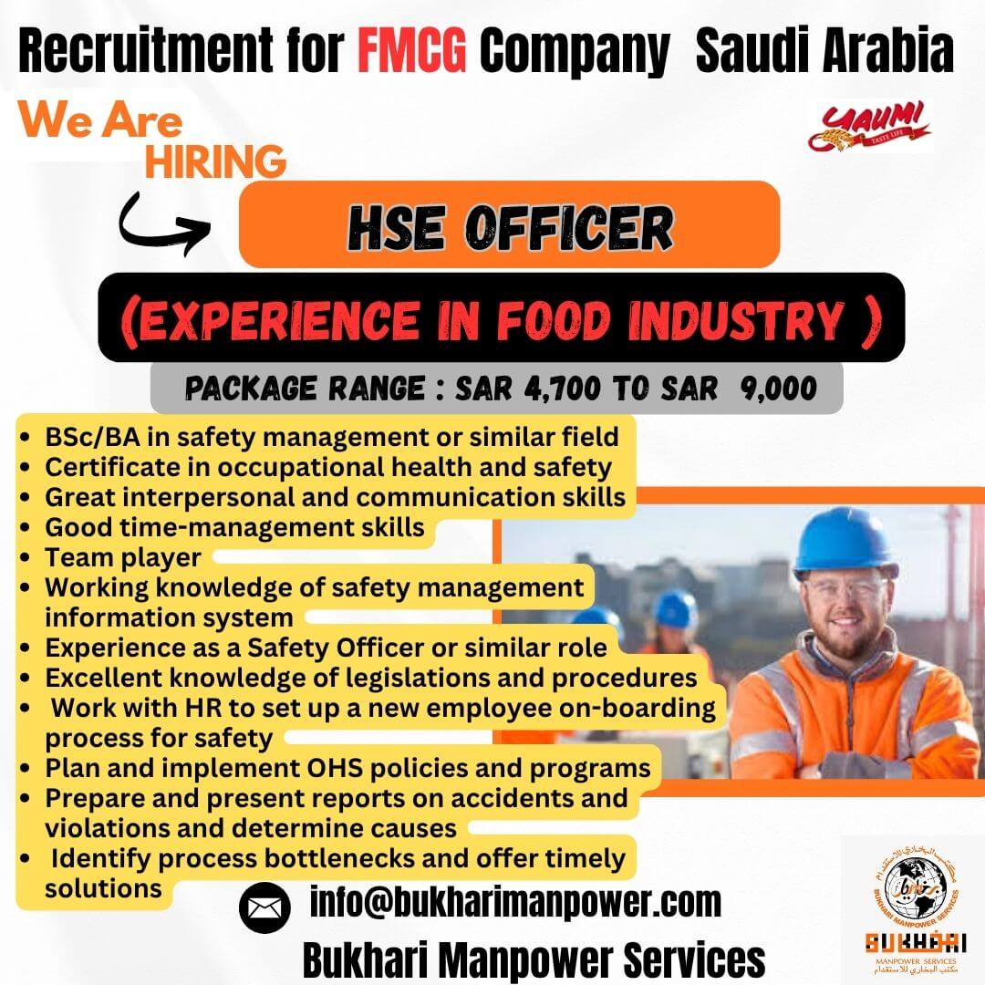 Recruitment for FMCG Company Saudi Arabia
