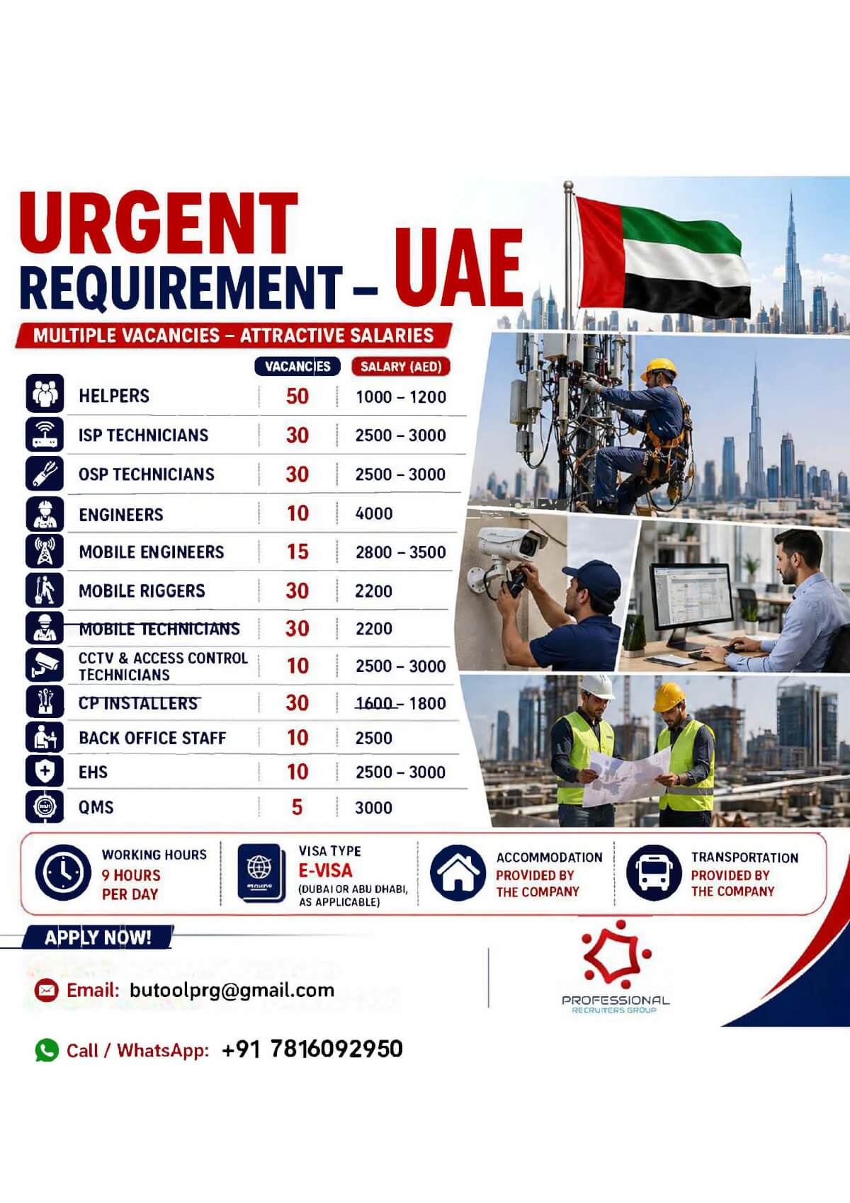 Urgently Hiring for UAE