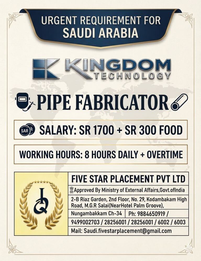 URGENT REQUIREMENT FOR SAUDI ARABIA
