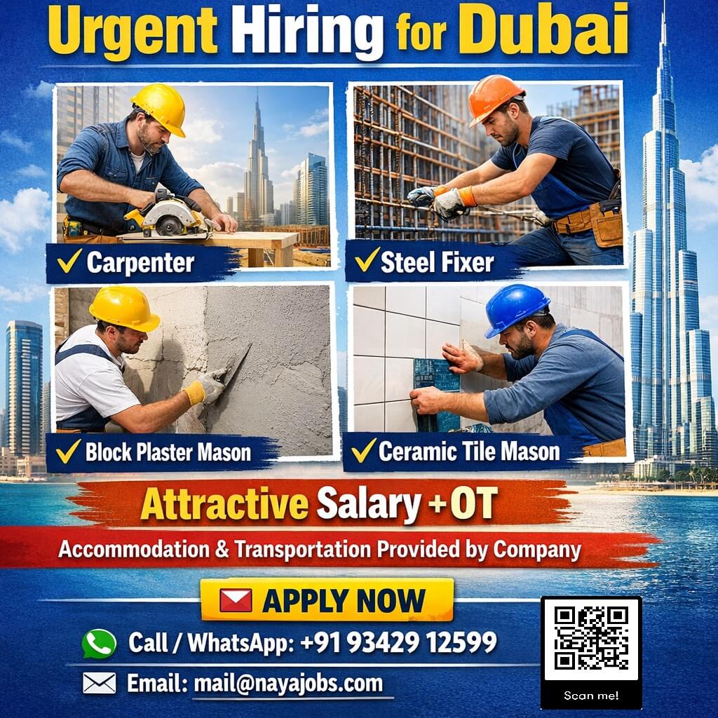 Urgent Hiring for Dubai – Construction Workers Required