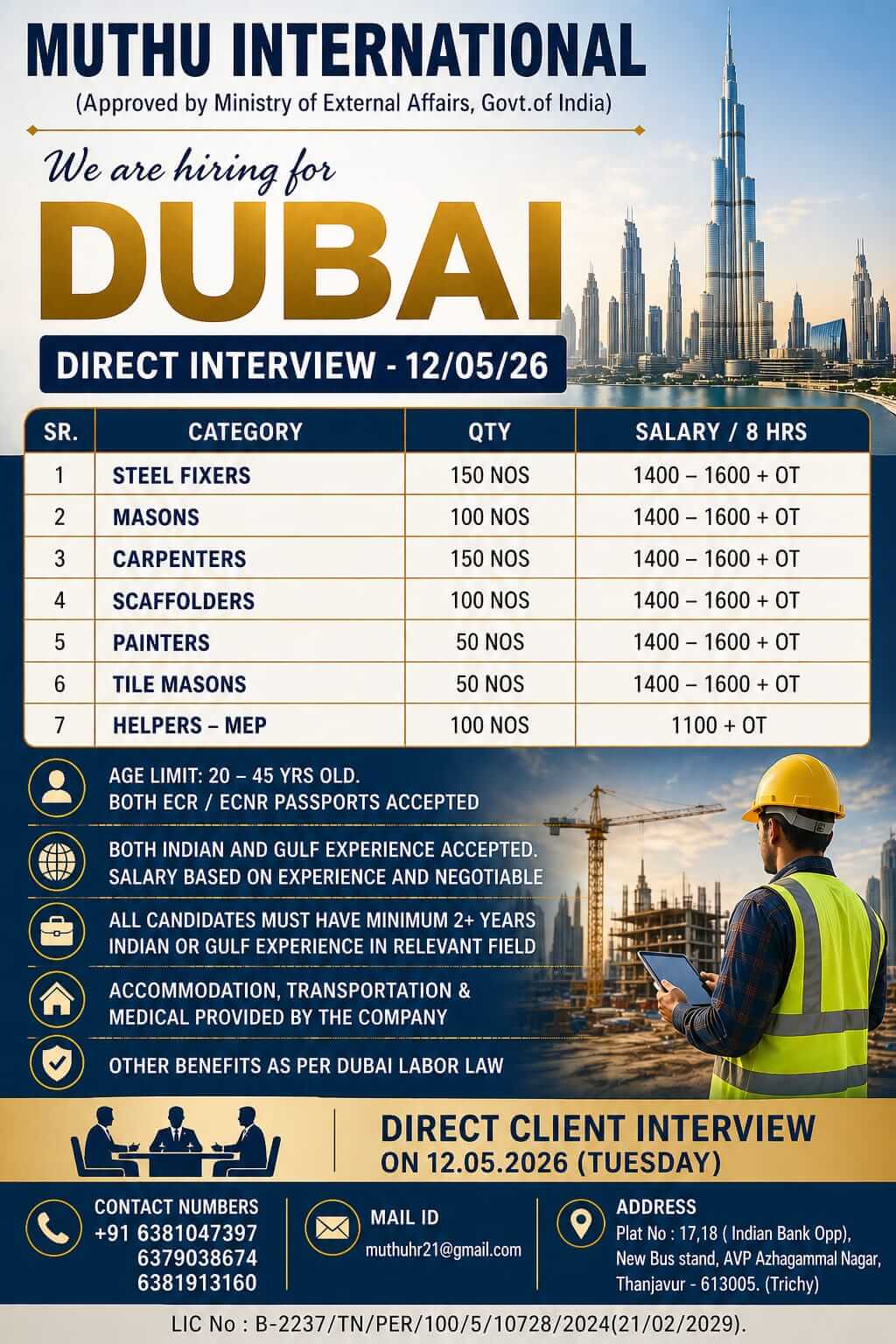 WANTED FOR DUBAI