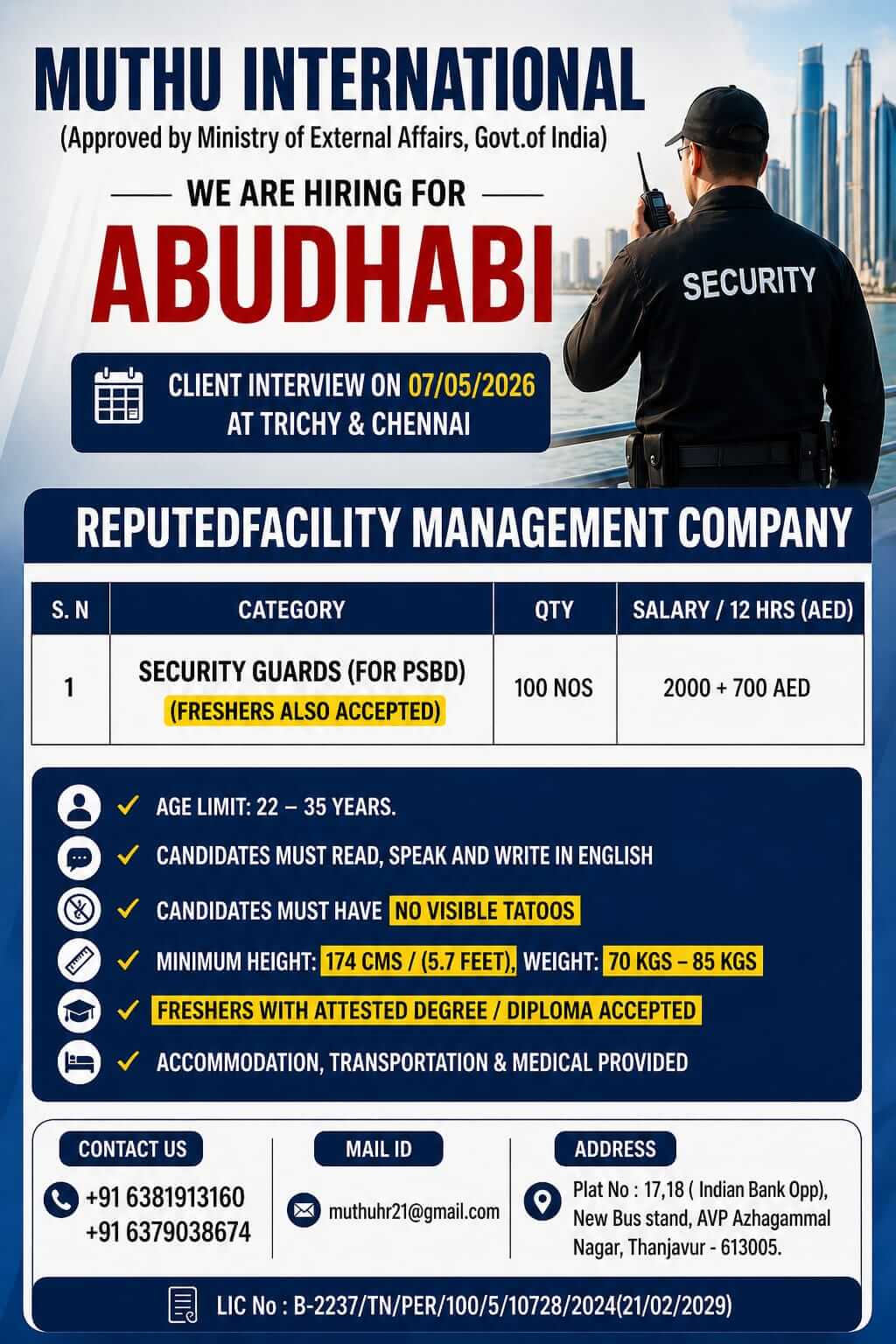 WANTED FOR ABUDHABI
