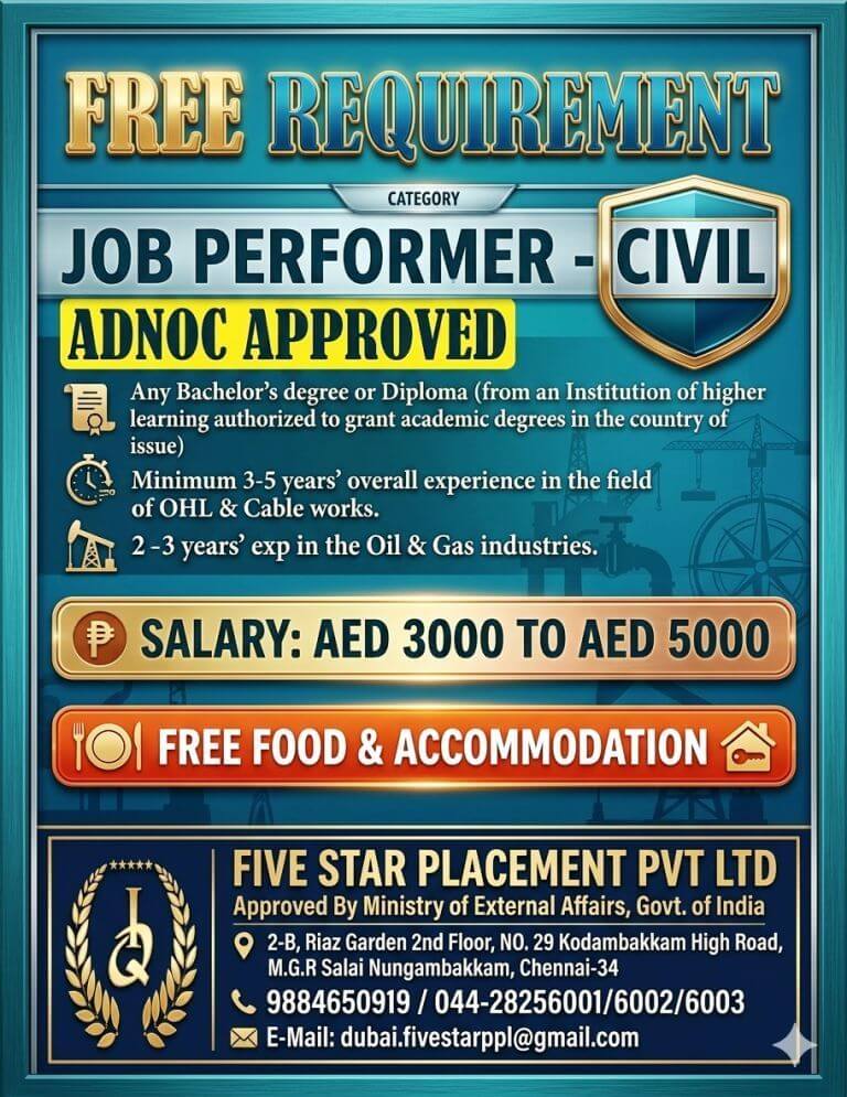 FREE REQUIREMENT FOR ABUDHABI