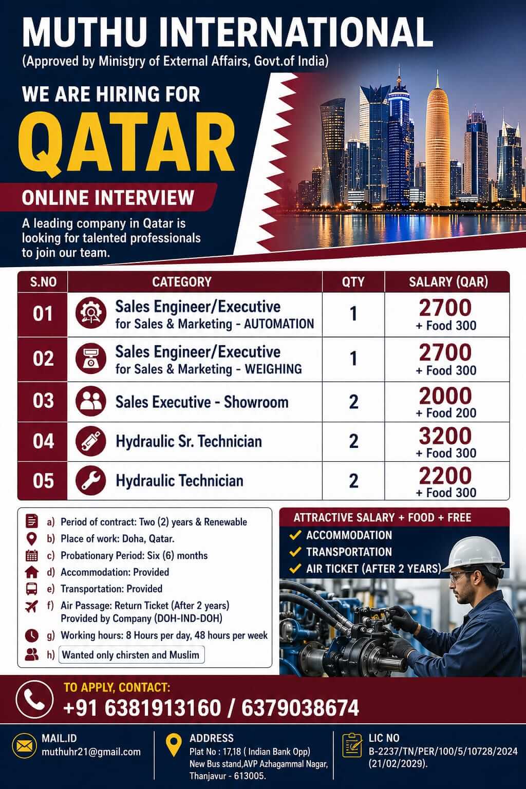 WANTED FOR QATAR