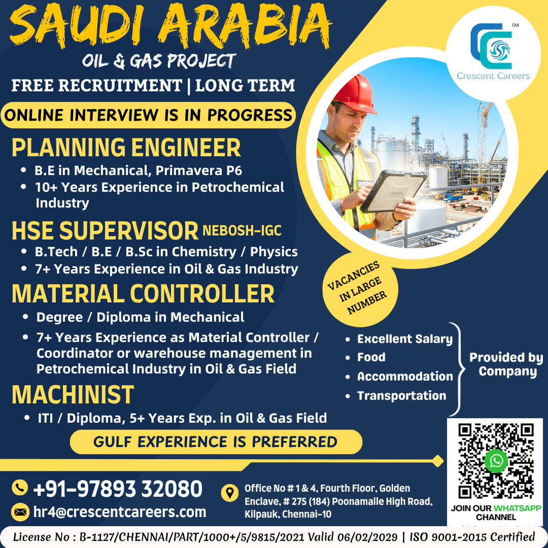FREE RECRUITMENT FOR SAUDI ARABIA COUNTRY