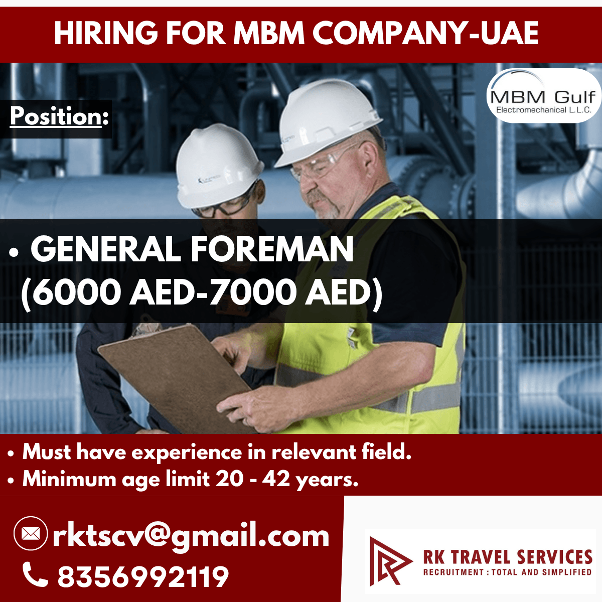 HIRING FOR MBM COMPANY-UAE
