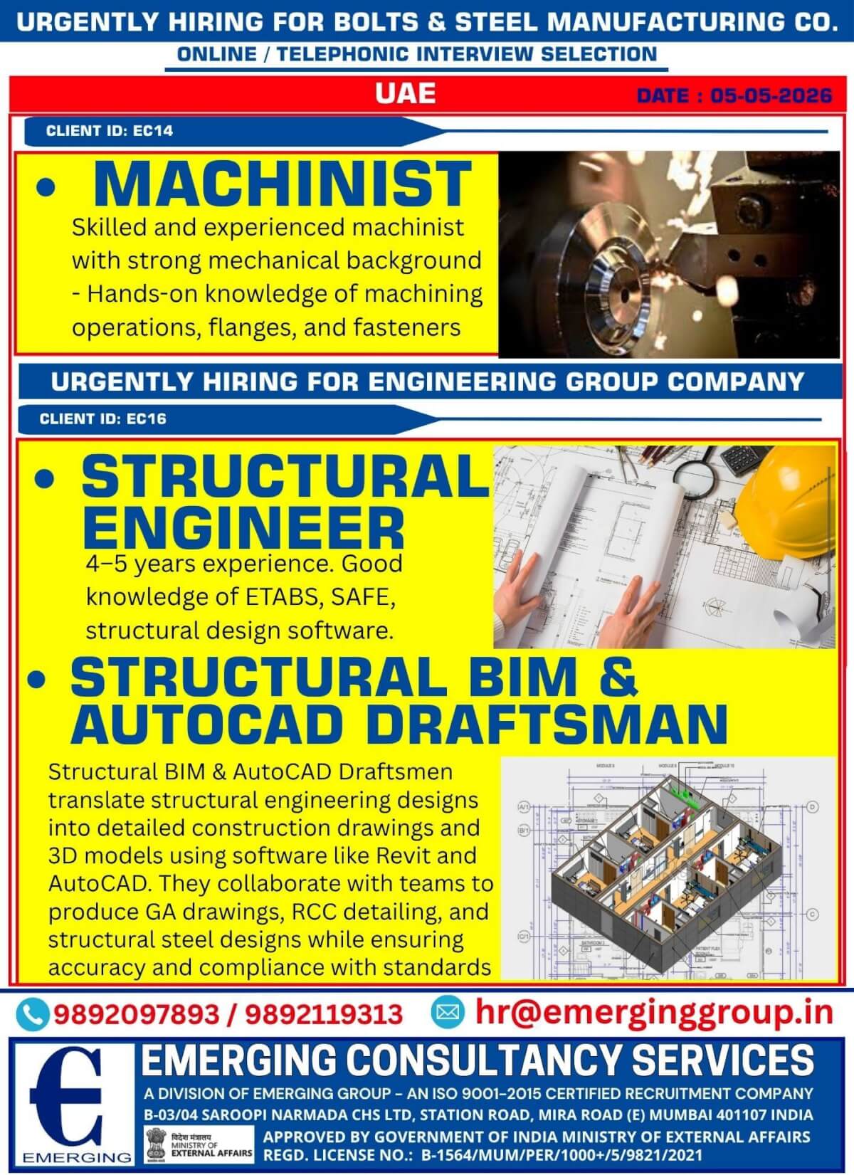 URGENTLY REQUIRED FOR UAE