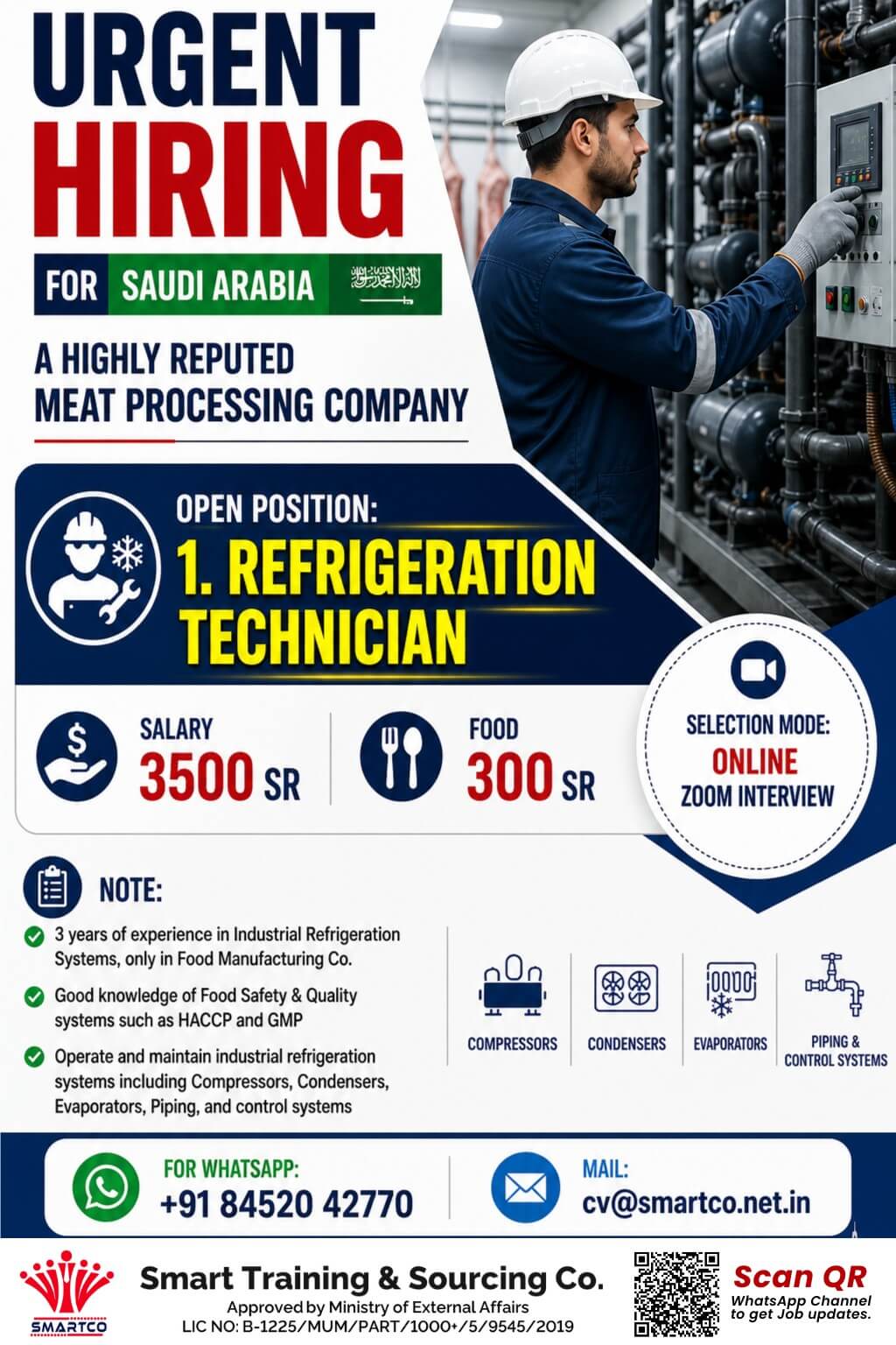 URGENT HIRING FOR SAUDI ARABIA A HIGHLY REPUTED MEAT PROCESSING COMPANY