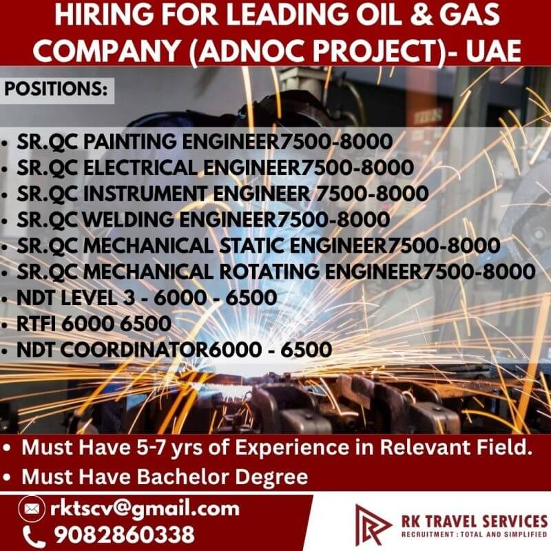 HIRING FOR LEADING OIL & GAS COMPANY (ADNOC PROJECT)- UAE