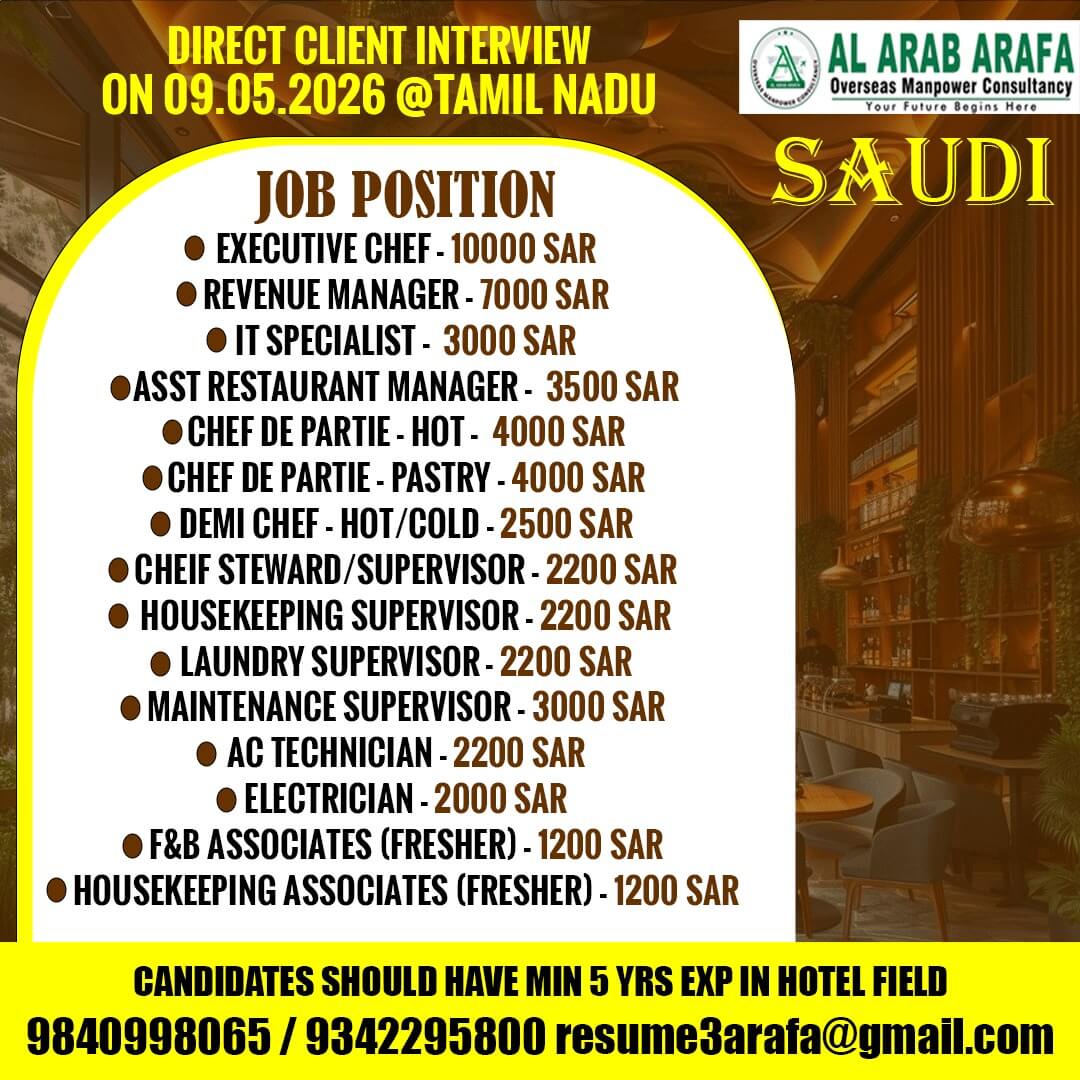 DIRECT CLIENT INTERVIEW ON 09.05.2026 @TAMILNADU