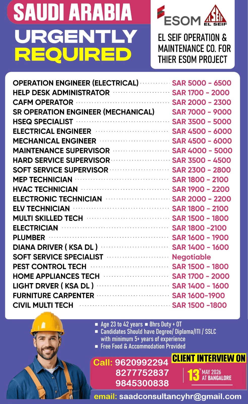 HIRING FOR ESOM
