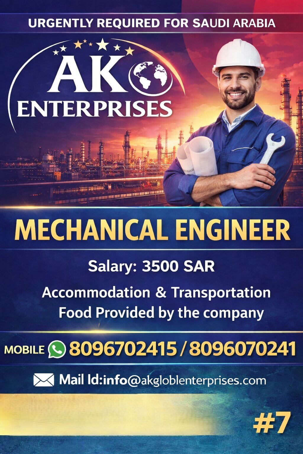 Urgently Hiring for Saudi Arabia- Mechanical Engineer Urgently Hiring for Saudi Arabia- Mechanical Engineer