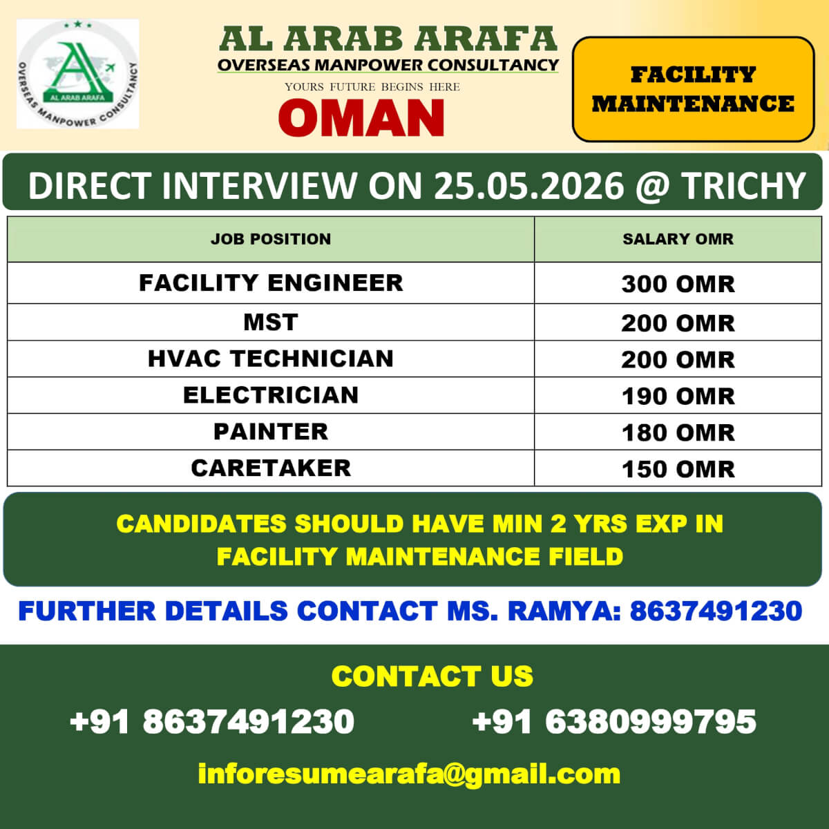 DIRECT INTERVIEW ON 25.05.2026 @ TRICHY DIRECT INTERVIEW ON 25.05.2026 @ TRICHY