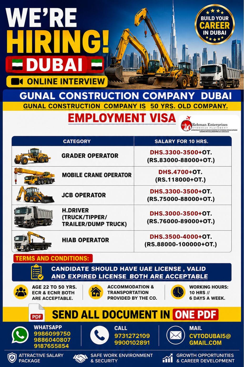 HIRING FOR DUBAI HIRING FOR DUBAI