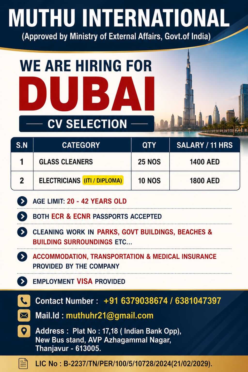 WANTED FOR DUBAI