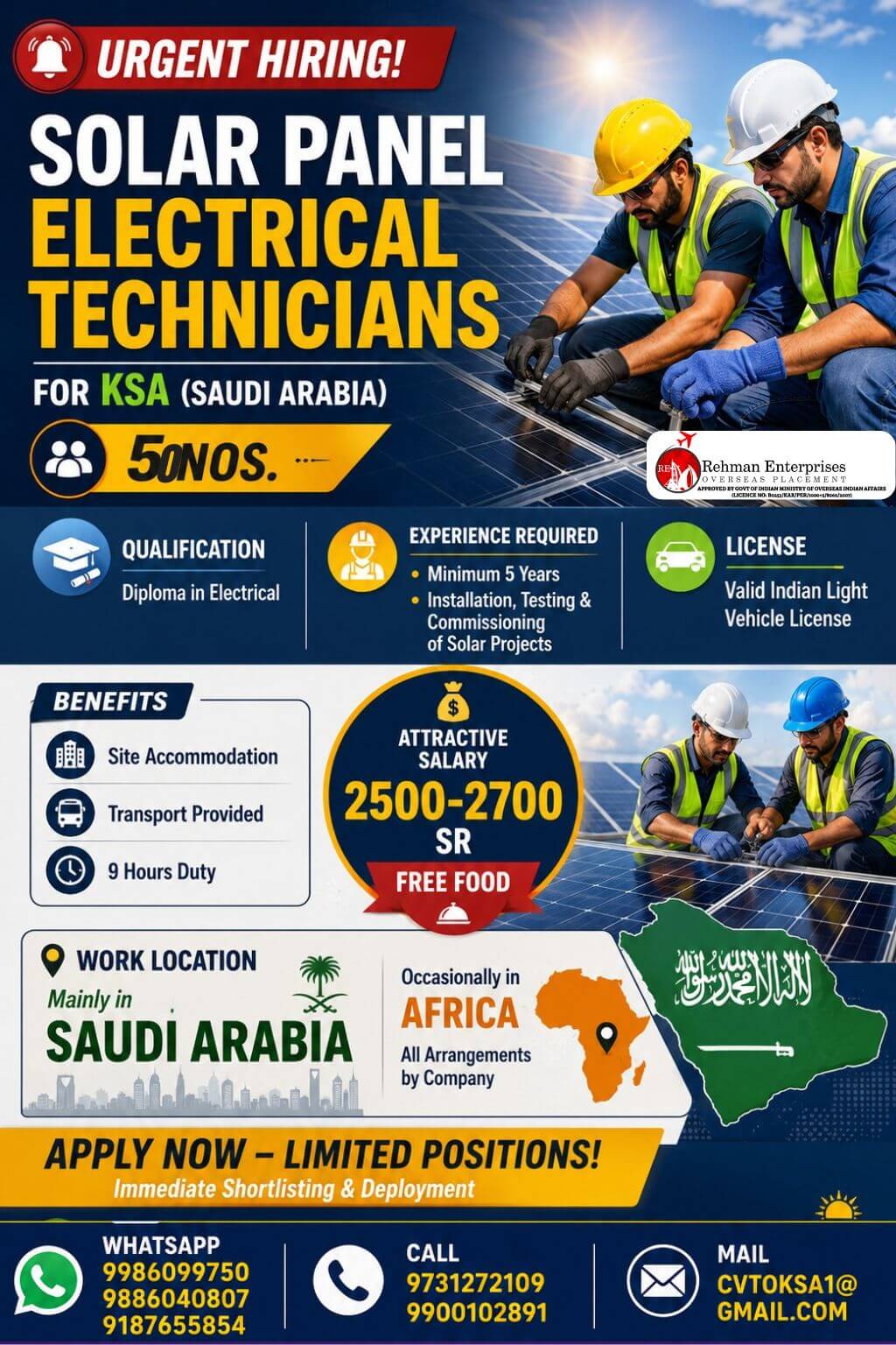 URGENT HIRING FOR SAUDI ARABIA URGENT HIRING FOR SAUDI ARABIA