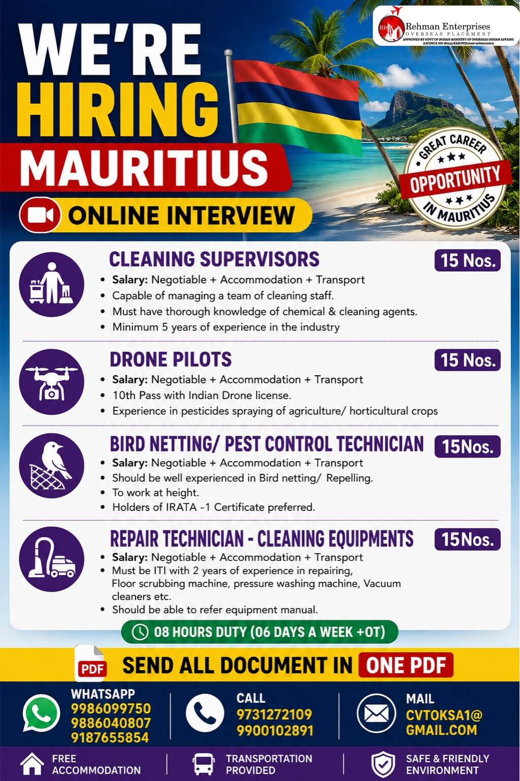 HIRING FOR MAURITIUS HIRING FOR MAURITIUS