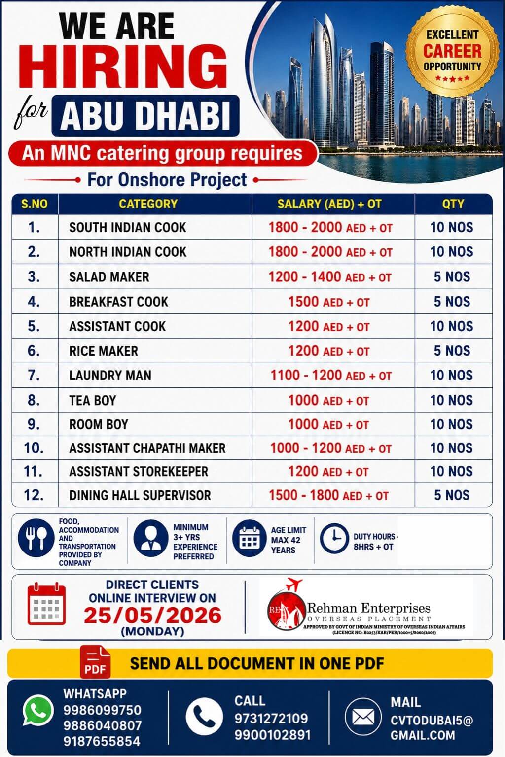 HIRING FOR ABU DHABI HIRING FOR ABU DHABI