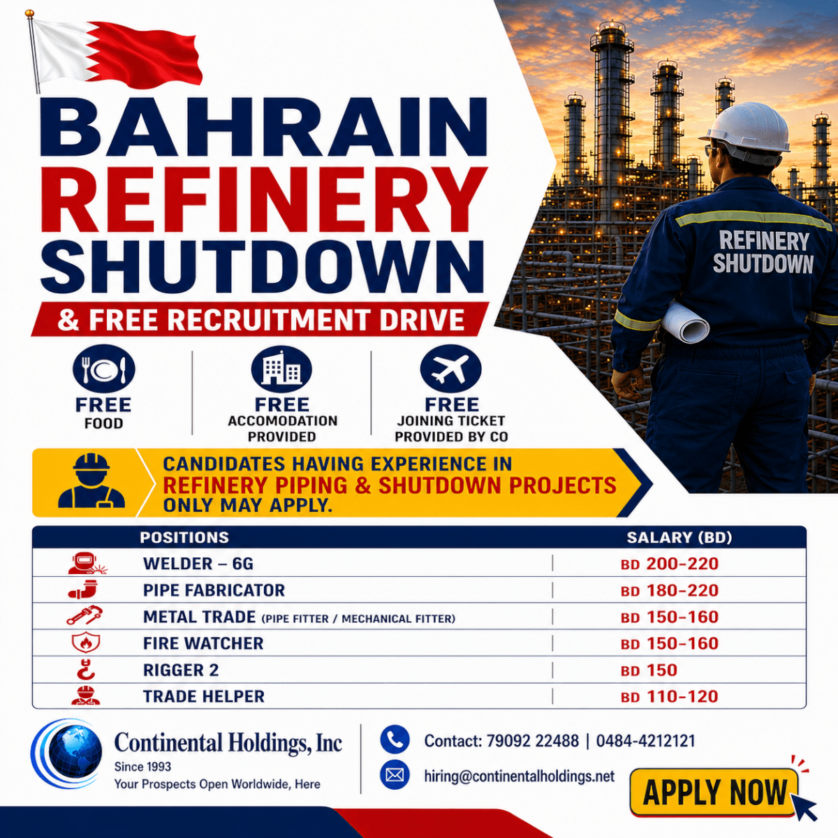 Bahrain Refinery Shutdown Free Recruitment Drive?