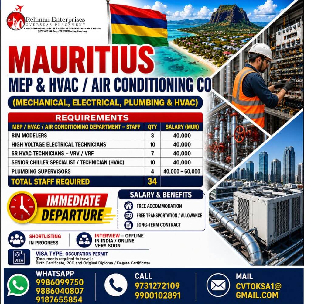 HIRING FOR MAURITIUS HIRING FOR MAURITIUS