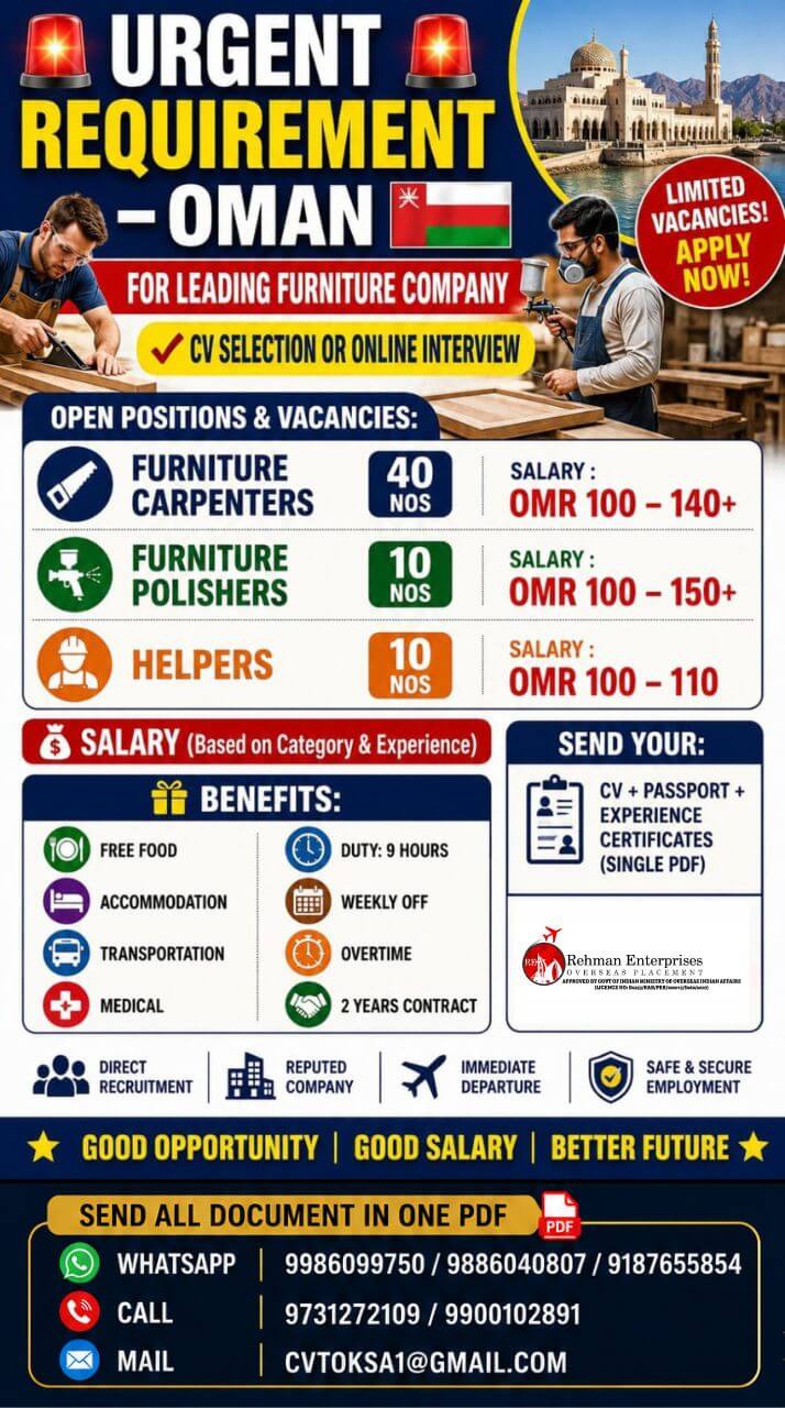 HIRING FOR OMAN HIRING FOR OMAN