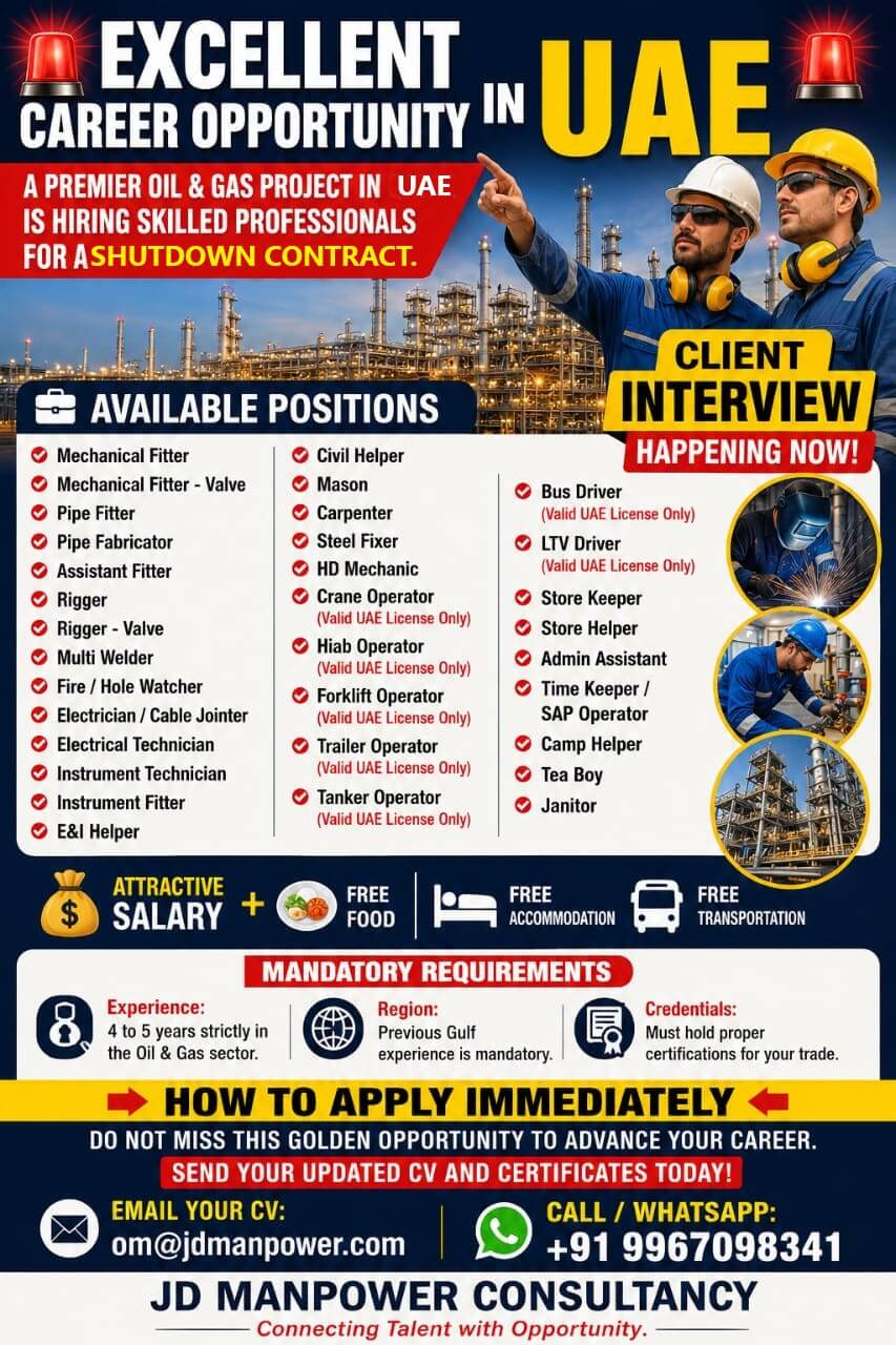 EXCELLENT CAREER OPPORTUNITY IN UAE