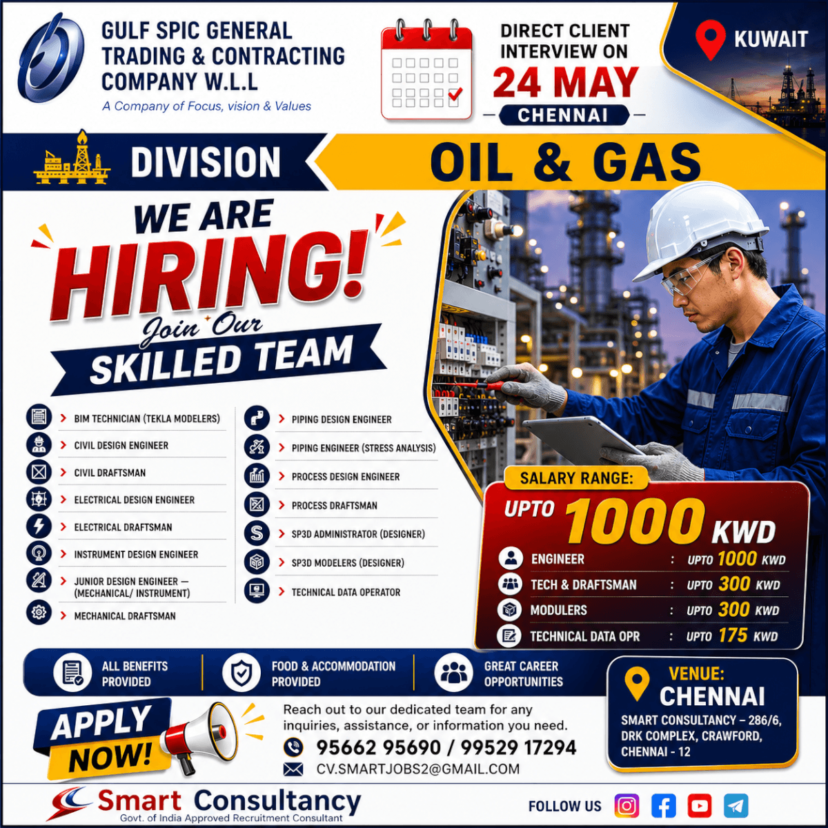 ? WE ARE HIRING FOR KUWAIT – OIL & GAS DIVISION ?
