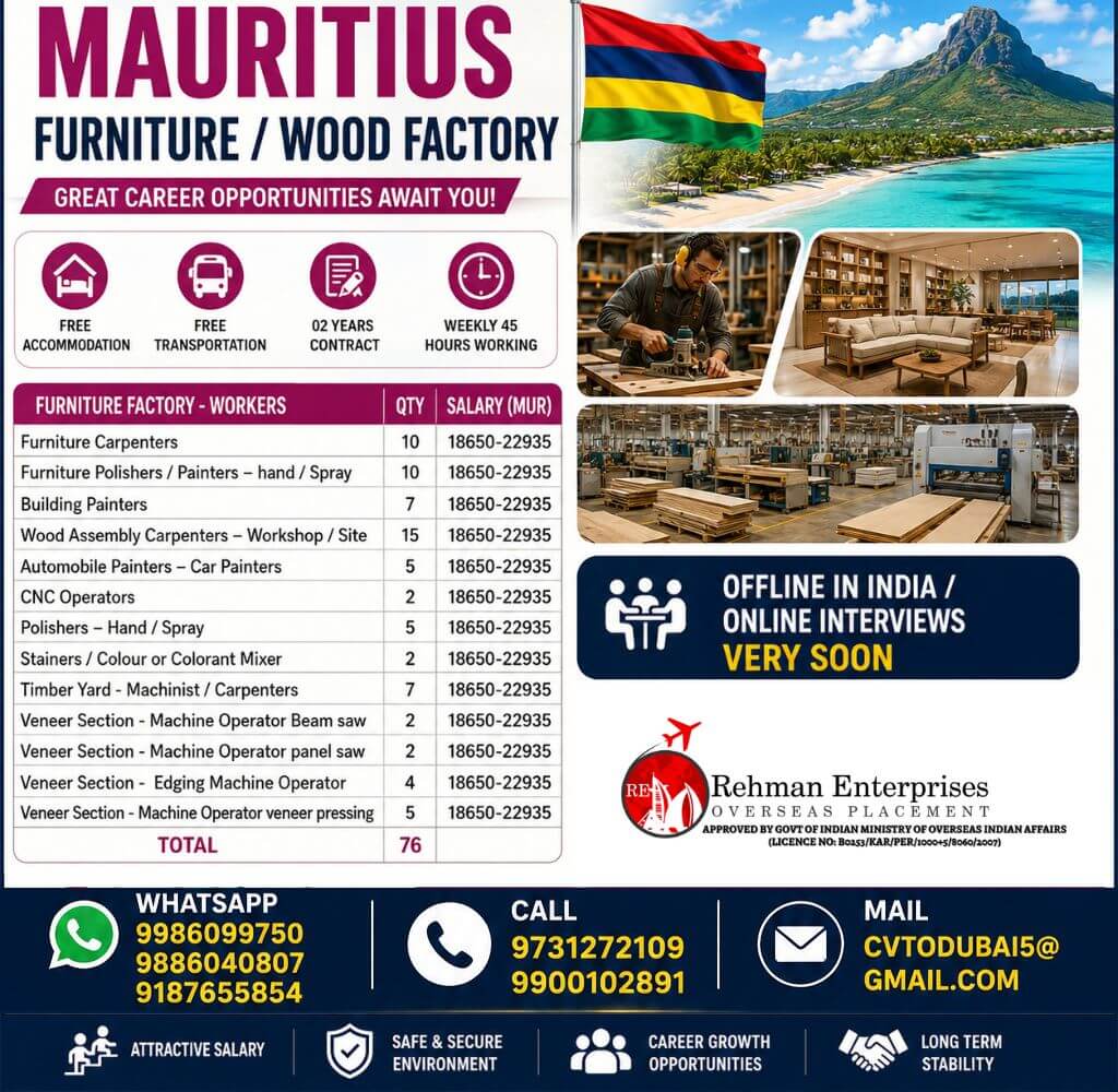 HIRING FOR MAURITIUS HIRING FOR MAURITIUS