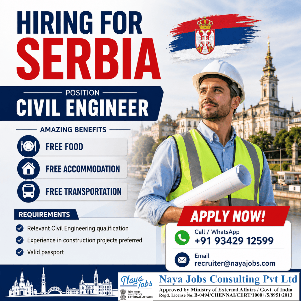 HIRING FOR SERBIA CIVIL ENGINEER