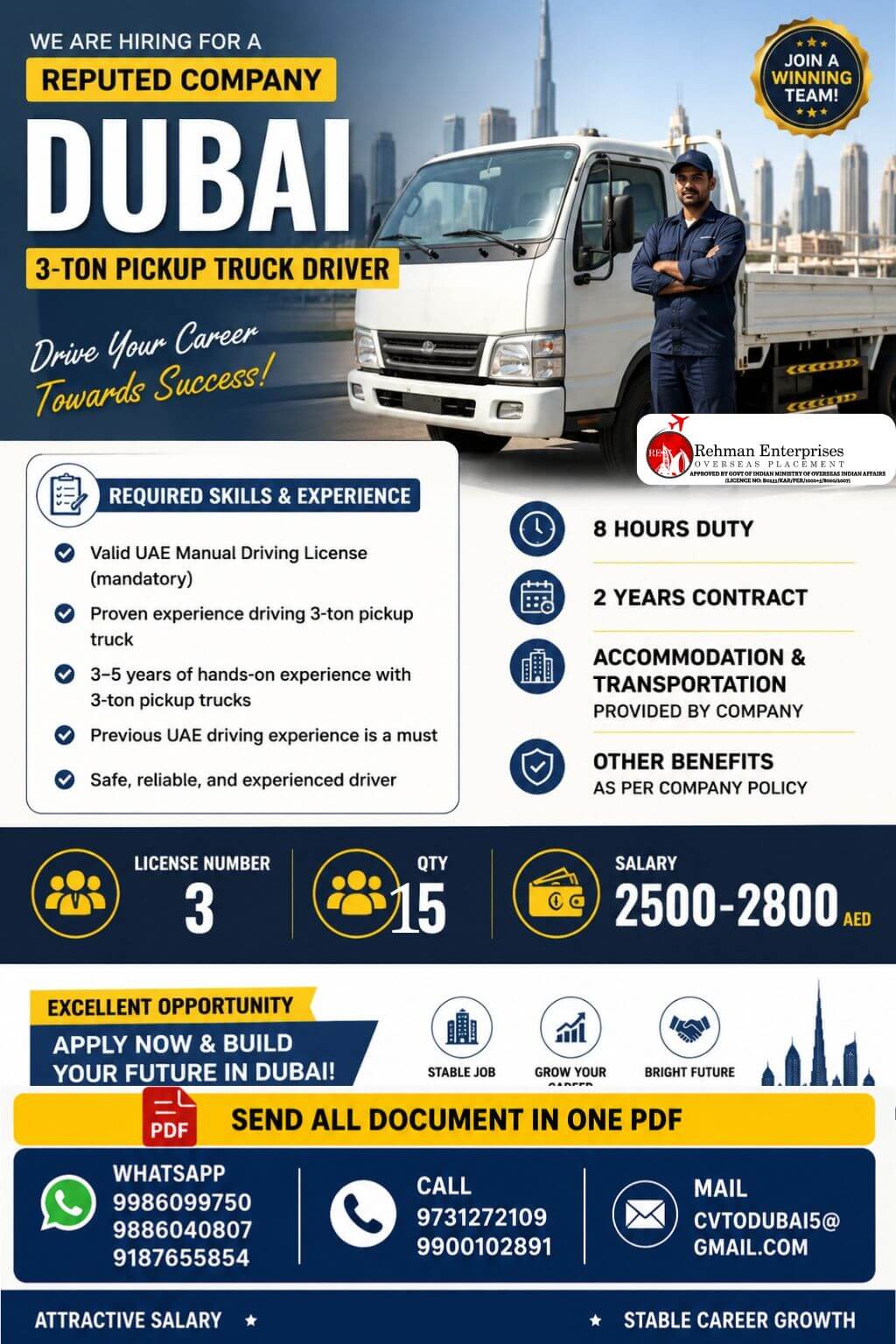 HIRING FOR REPUTED COMPANY IN DUBAI HIRING FOR REPUTED COMPANY IN DUBAI