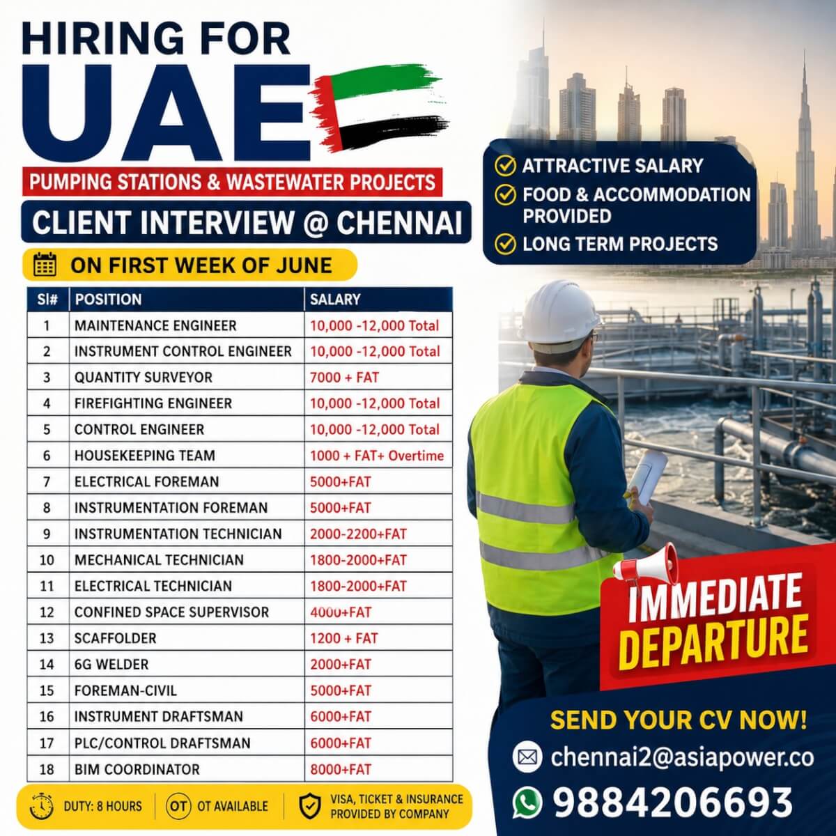 HIRING FOR UAE - Pumping Stations and Wastewater Projects