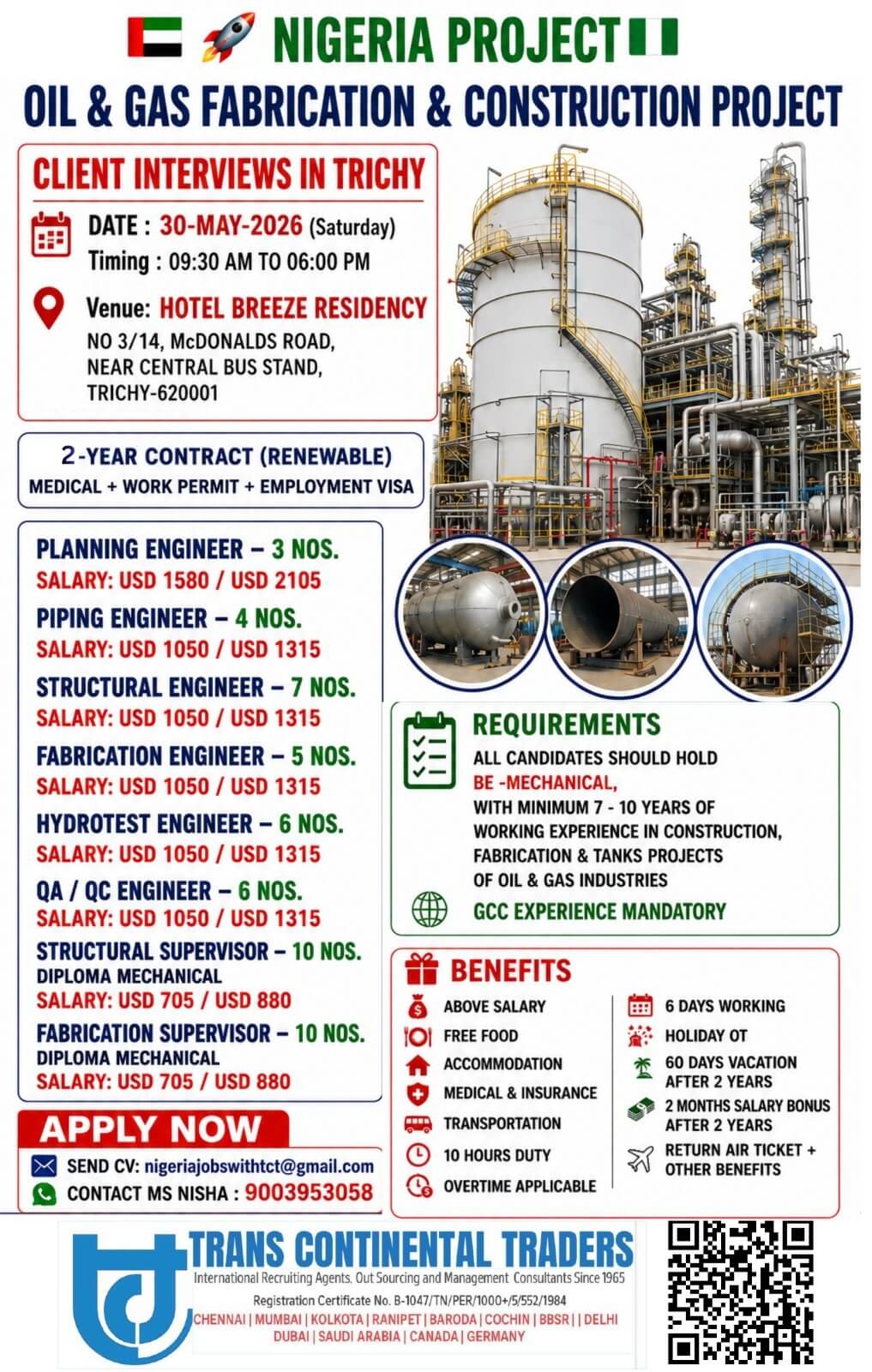 CLIENT INTERVIEW IN TRICHY FOR NIGERIA OIL AND GAS PROJECT