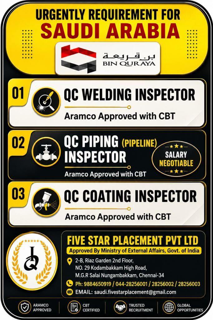 URGENT REQUIREMENT FOR SAUDI ARABIA URGENT REQUIREMENT FOR SAUDI ARABIA