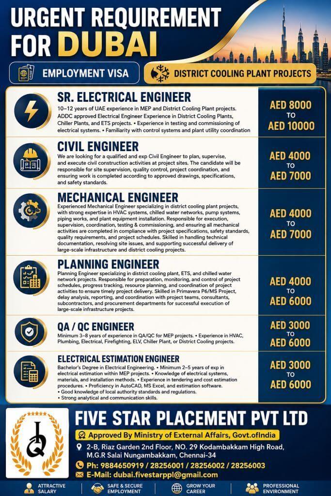 URGENT REQUIREMENT FOR DUBAI