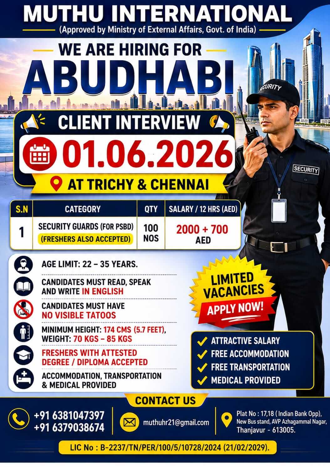 WANTED FOR ABUDHABI WANTED FOR ABUDHABI