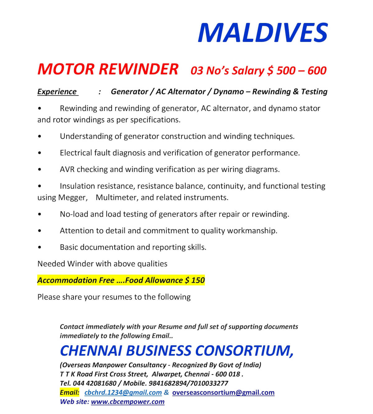 MOTOR REWINDER MOTOR REWINDER