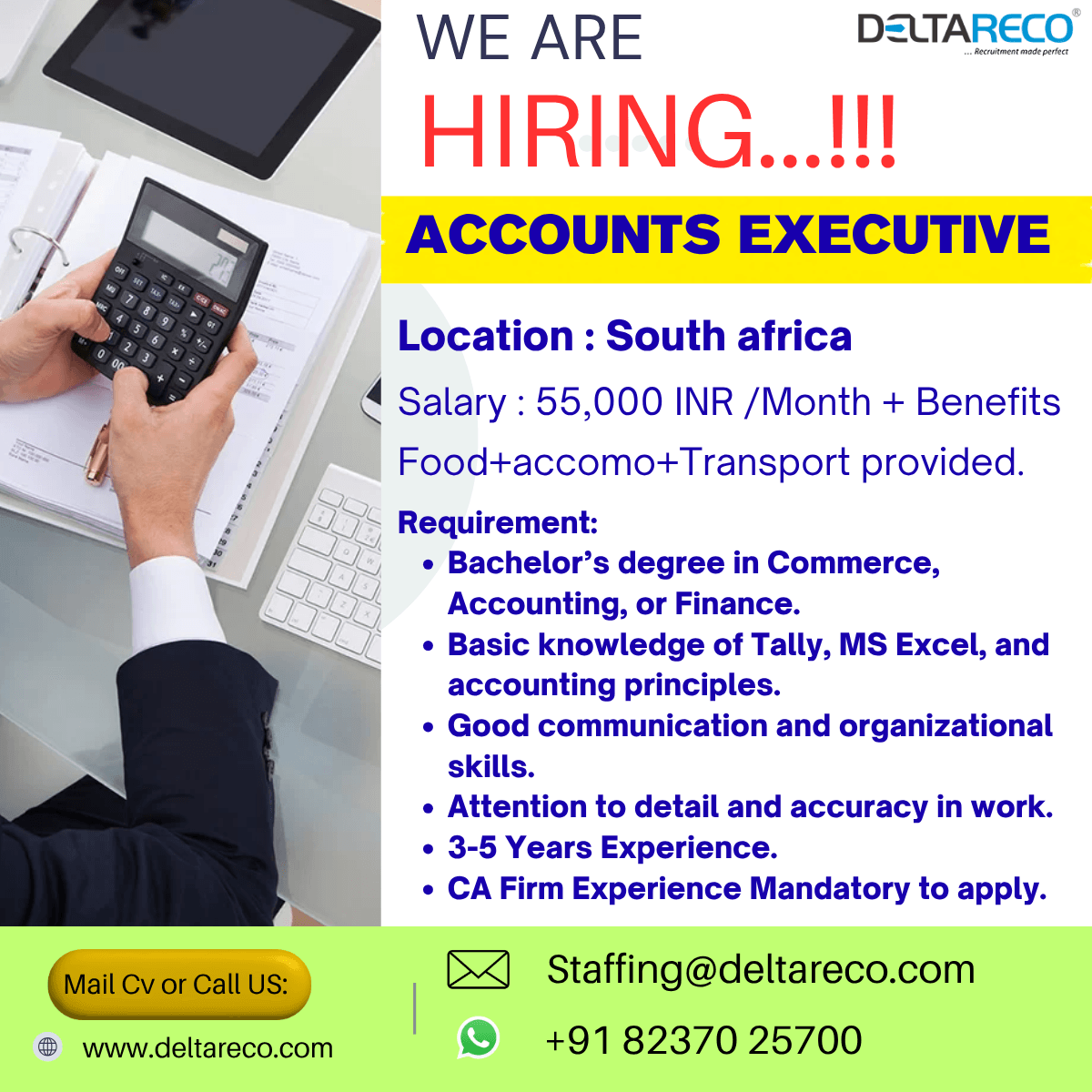 Hiring Accounts Executive for South Africa With High Growth opportuntiy Hiring Accounts Executive for South Africa With High Growth opportuntiy