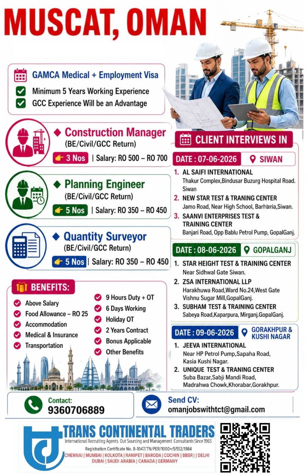 HIRING FOR CIVIL CONSTRUCTION PROJECT-OMAN