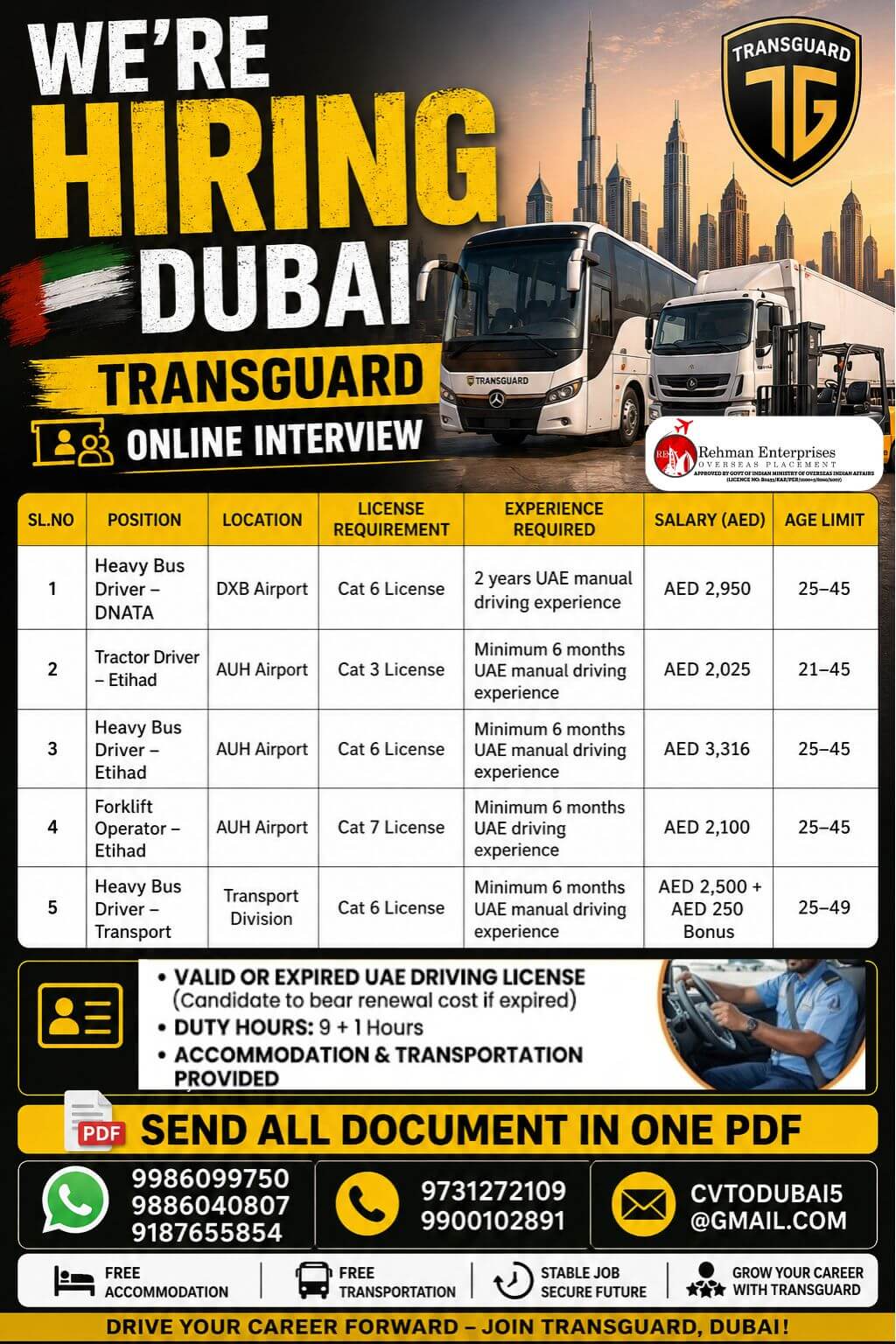 HIRING FOR DUBAI HIRING FOR DUBAI